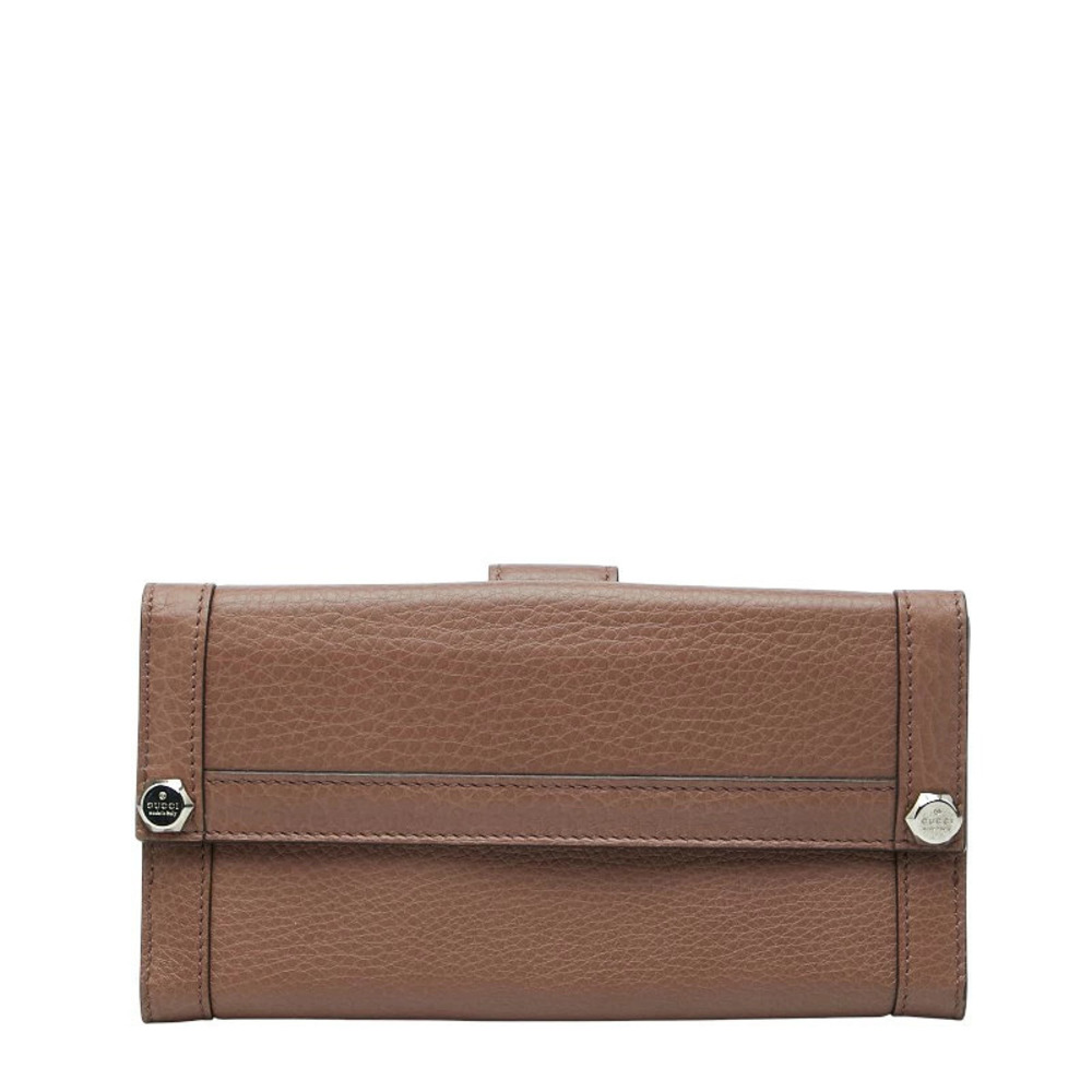 Gucci long wallet double snap closure brown canvas leather